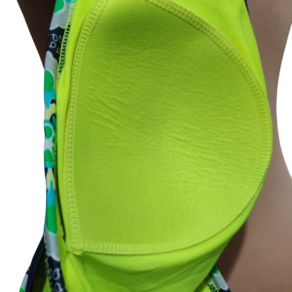 Womens Swimsuit Bikini Top Racerback Boho Floral Print Grey Blue Green Size XL - Picture 6 of 7